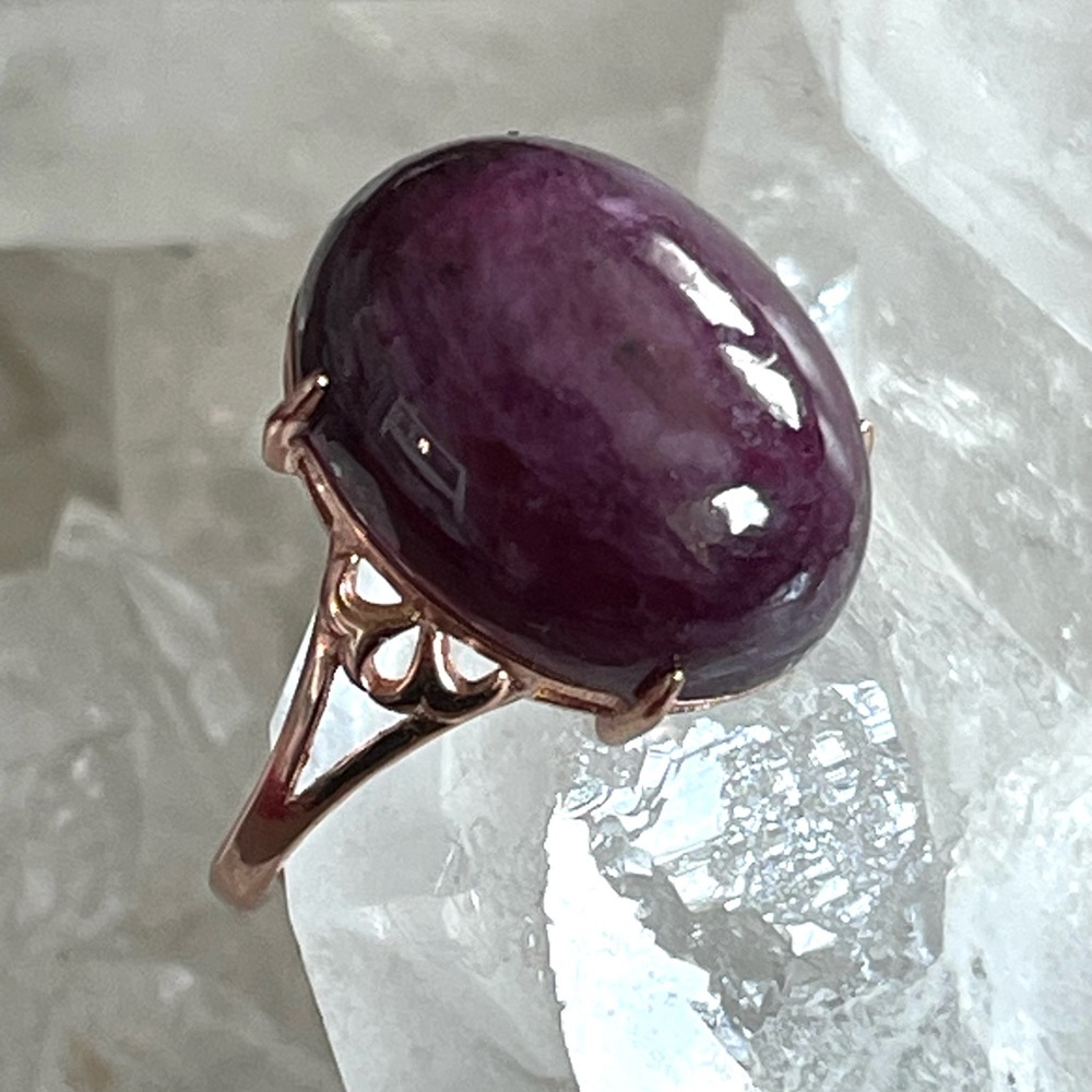 Raw Ruby Ring, S925 Rose Gold Adjustable Ring Uv … - image 3